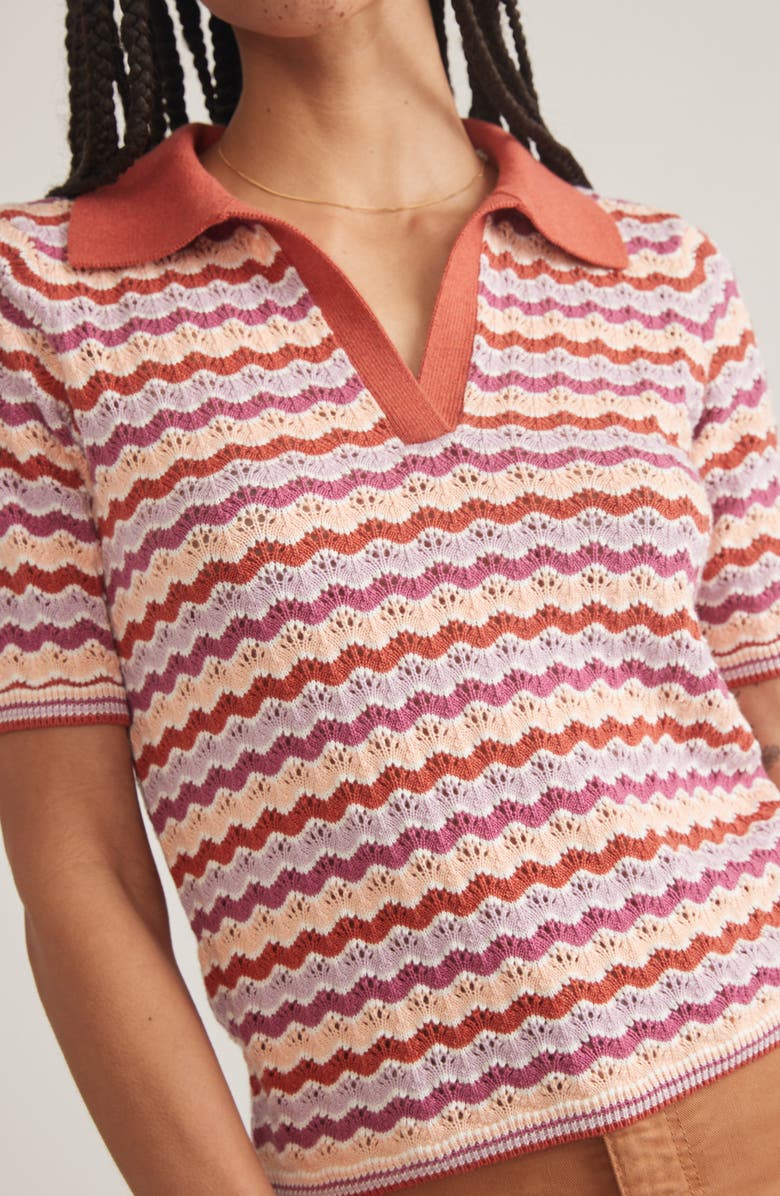 Marine Layer Spencer Open Stitch Short Sleeve Polo Sweater, Alternate, color,