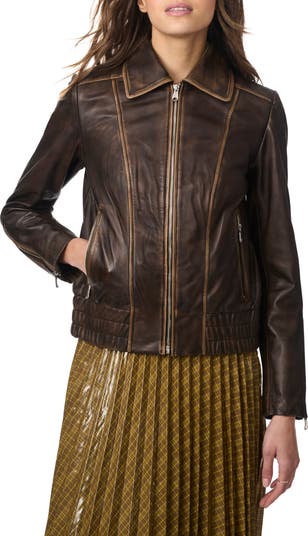 Bernardo Distressed Lambskin Leather Jacket Nordstrom