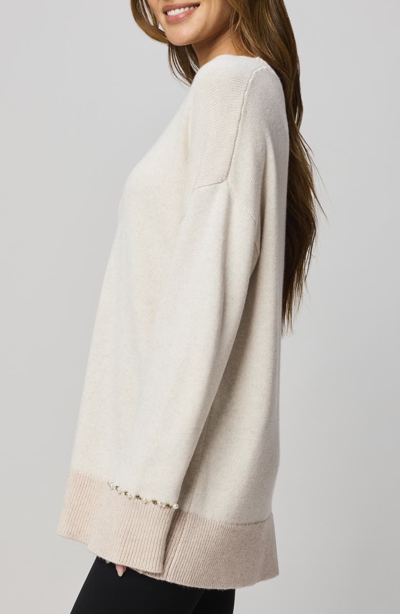 Splendid Montana Crewneck Tunic Sweater, Alternate, color, Pale Oak Heather White