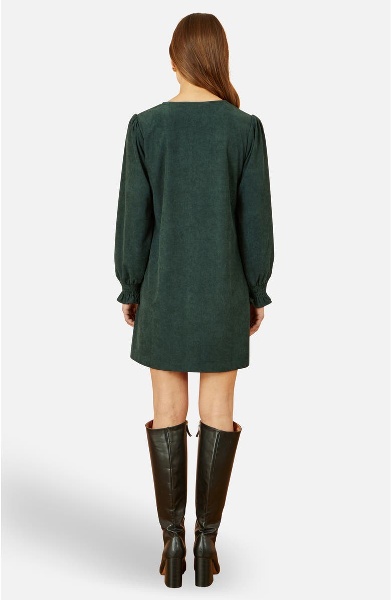 Yumi Long Sleeve V-Neck Mini Dress, Alternate, color, Green