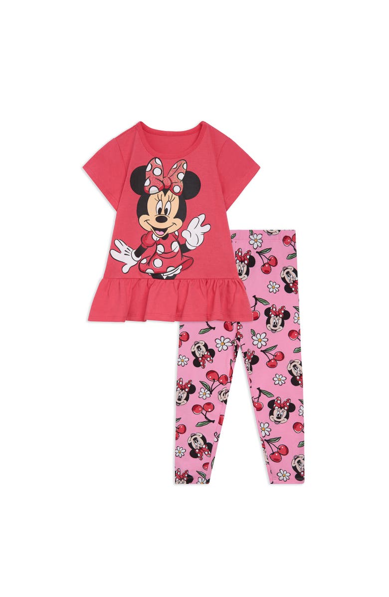 Disney T-Shirt & Leggings Set, Main, color, Cherry Red / Pink