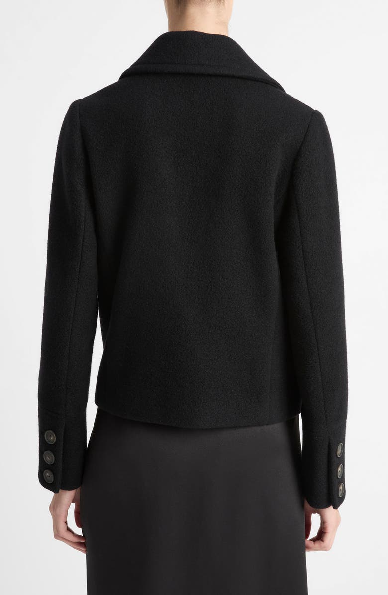 Vince Double Breasted Crop Boiled Wool Peacoat, Alternate, color, Black
