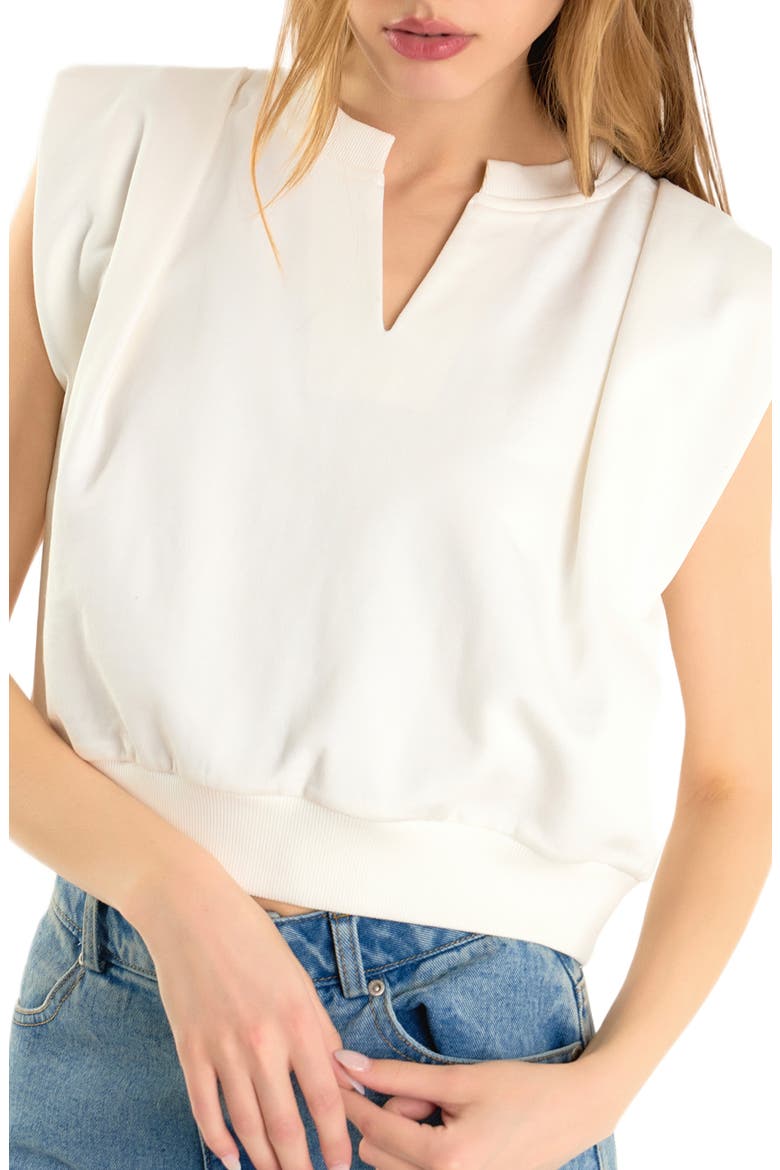 Power Shoulder Sweatshirt Top, Alternate, color, OFF WHITE