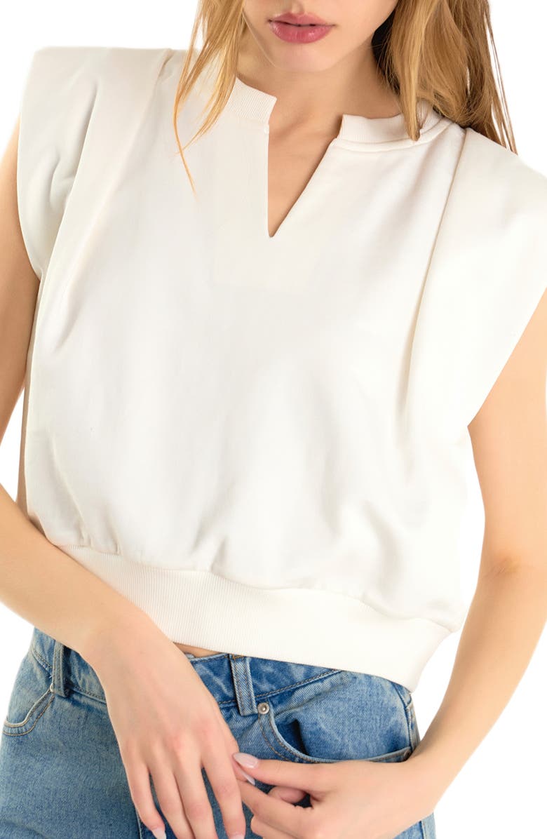 Endless Rose Power Shoulder Sweatshirt Top, Alternate, color, Off White