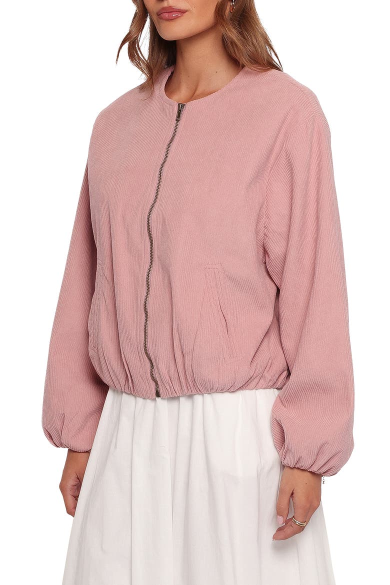 Elisa Cropped Corduroy Bomber Jacket, Alternate, color, DUSTY PINK CORDUROY