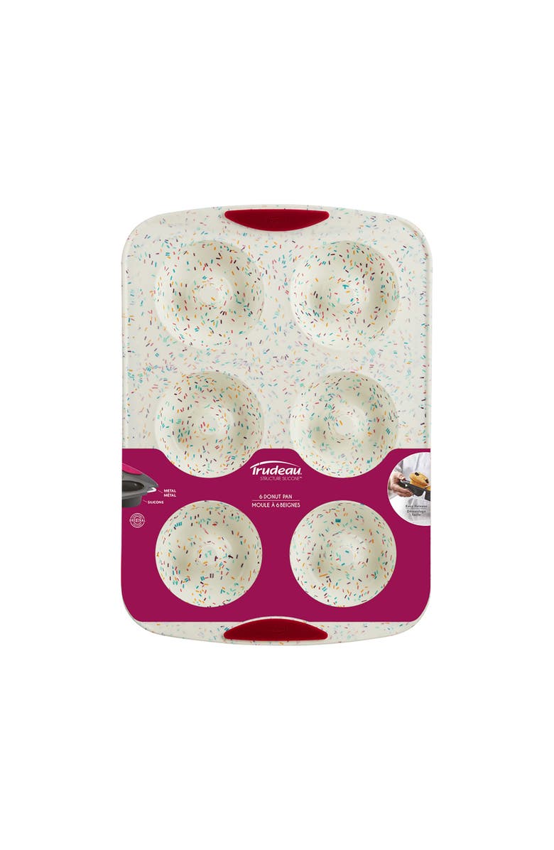 Trudeau Structure Silicone 6 Cavity Donut Pan, Confetti/Fuchsia, Alternate, color, 