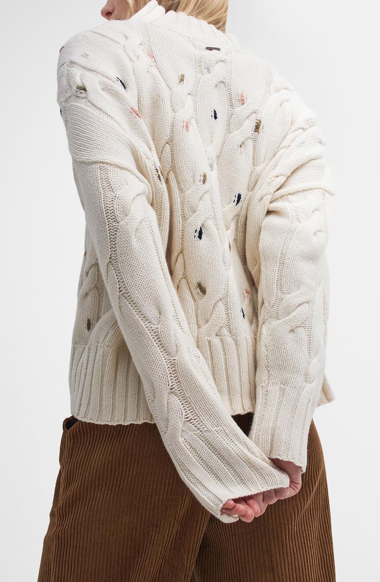 Barbour Fleur Cable Wool Blend Mock Neck Sweater, Alternate, color,