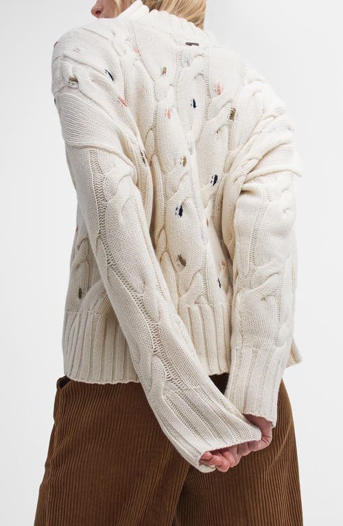 Barbour Fleur Cable Wool Blend Mock Neck Sweater In Neutral