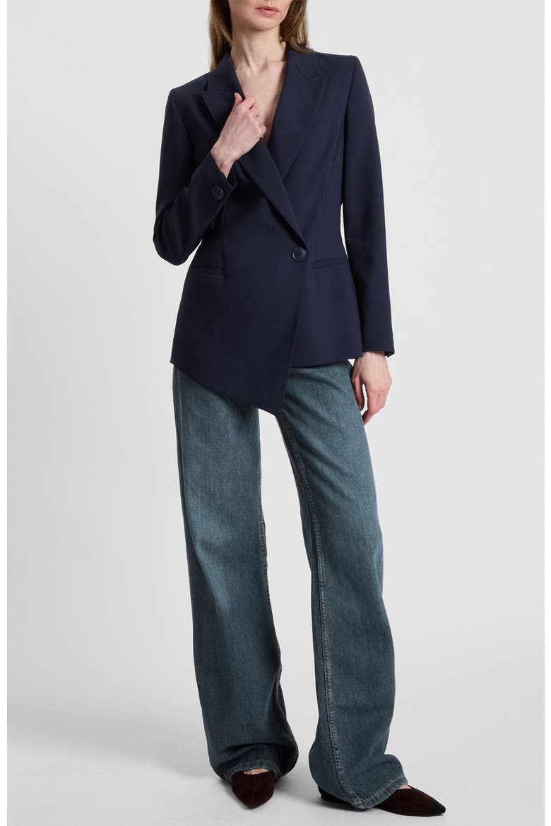 Mara Asymmetrical Blazer in Virgin Wool Stretch, Alternate, color, MIDNIGHT