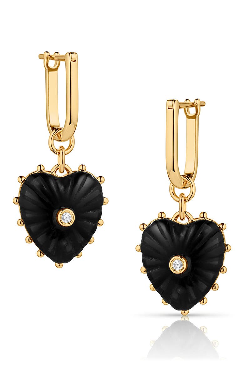 Isabel Amazonite Heart Drop Earrings, Main, color, ONYX