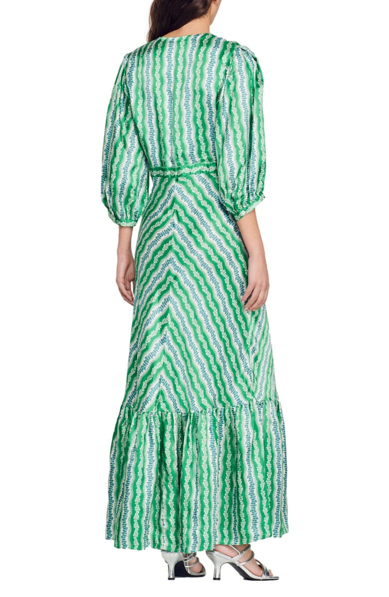 SANDRO Agnetta Maxi Dress, Alternate, color, Vert / Marine