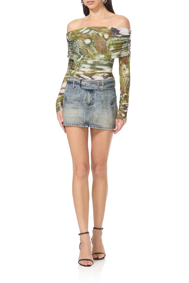 Coyle Off the Shoulder Ruched Top, Alternate, color, MIXED SNAKE SWIRL