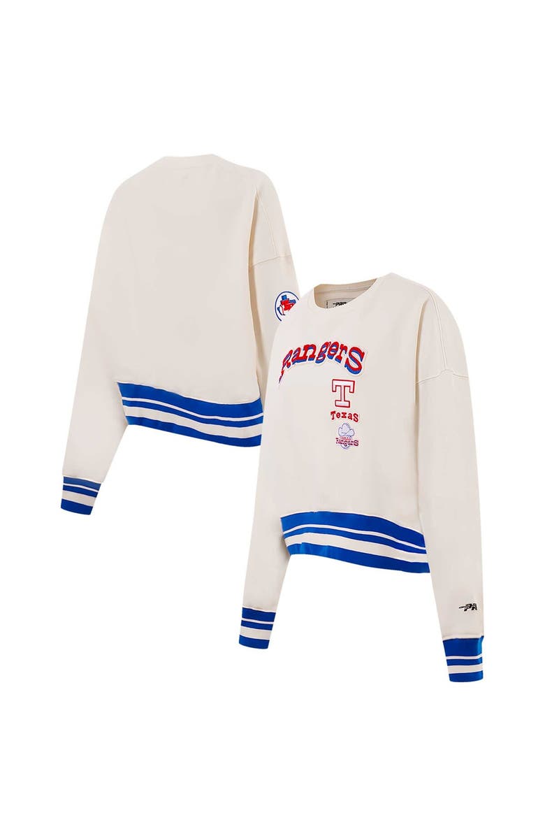 PRO STANDARD Women's Pro Standard Cream Texas Rangers Retro Classic Fleece Pullover Sweatshirt, Alternate, color, 
