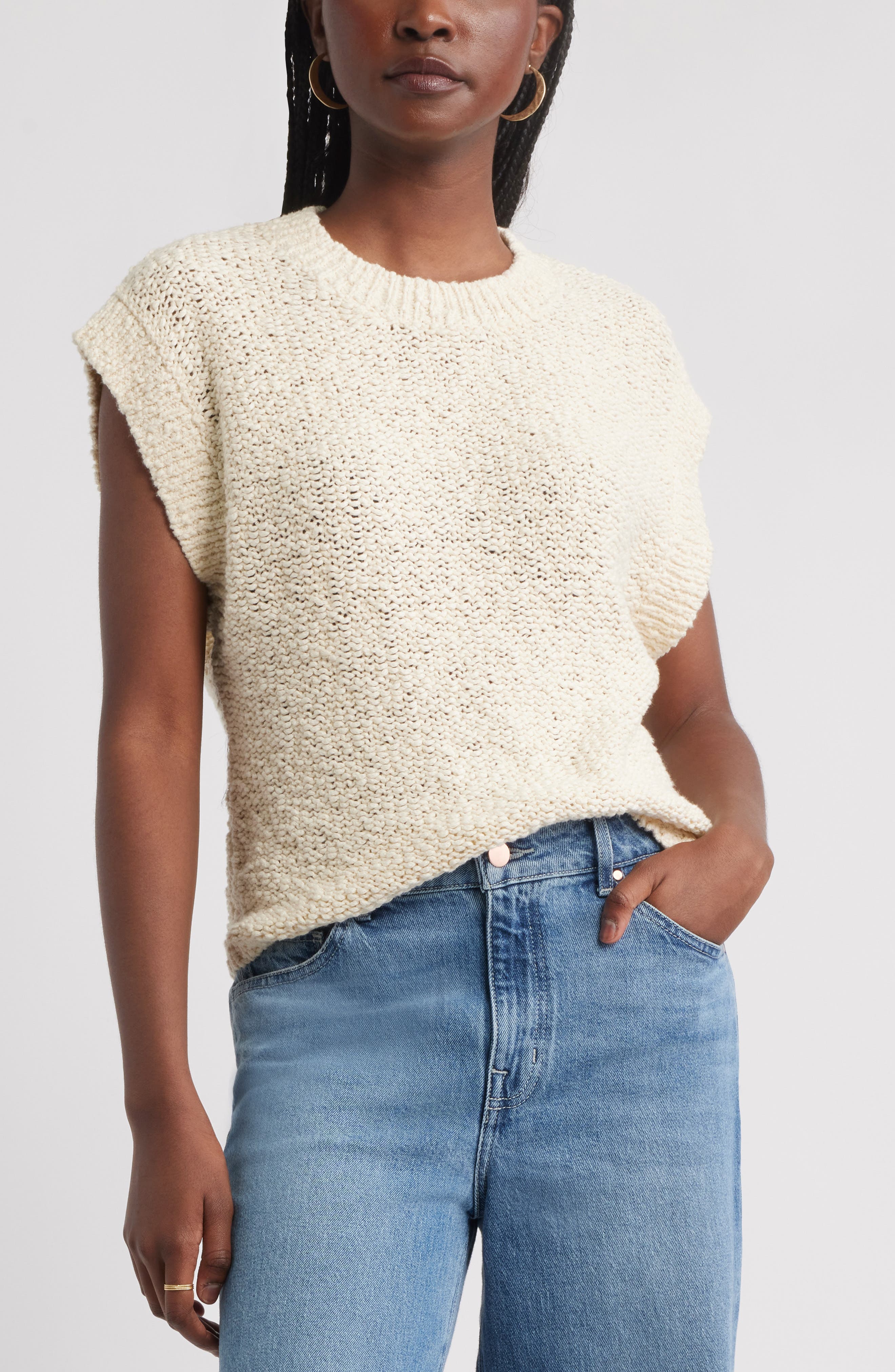 Treasure & Bond Slub Cotton Cap Sleeve Sweater