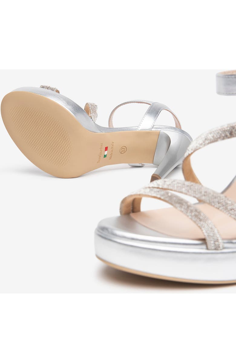 NeroGiardini Jeweled Platform Sandal, Alternate, color, Silver
