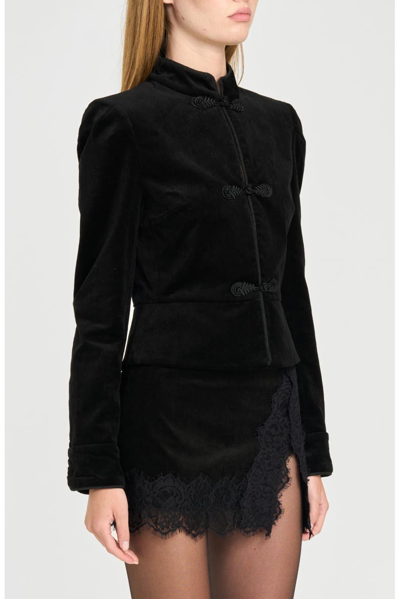 x Rose Lola Rose Velveteen Jacket, Alternate, color, BLACK