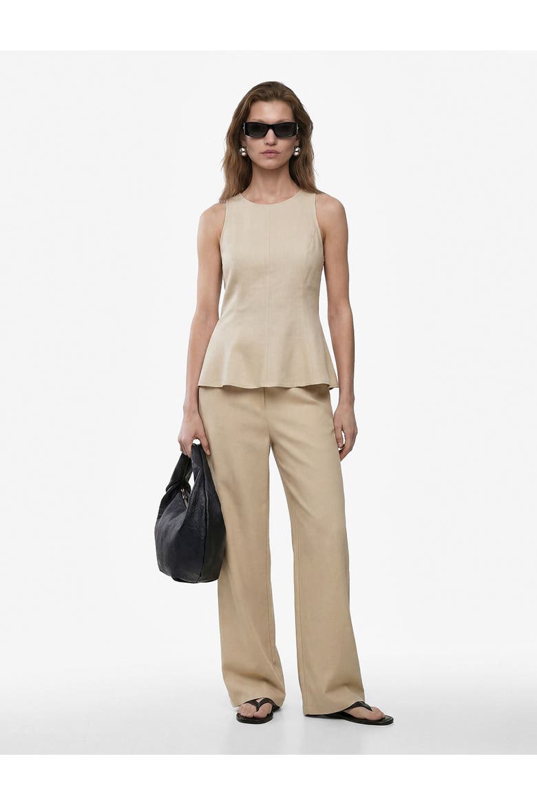 Sleeveless Linen Blend Top with Flare, Alternate, color, MINK