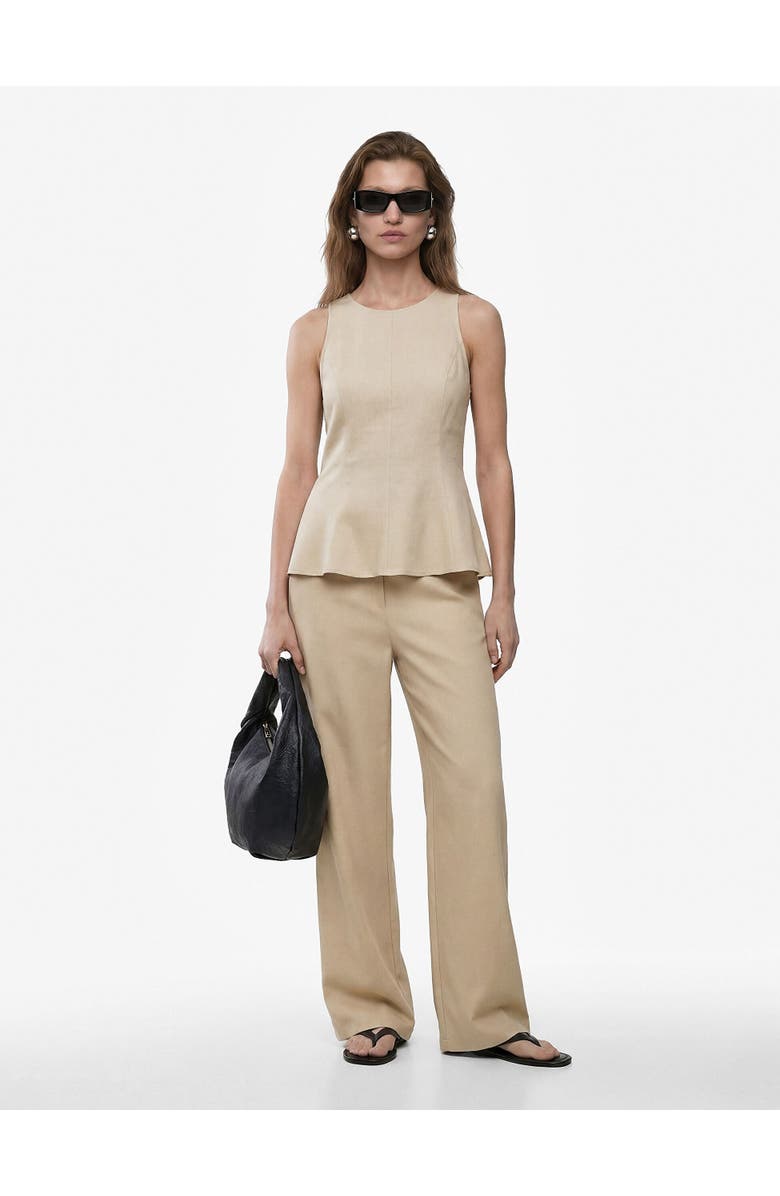 Koton Sleeveless Linen Blend Top with Flare, Alternate, color, Mink