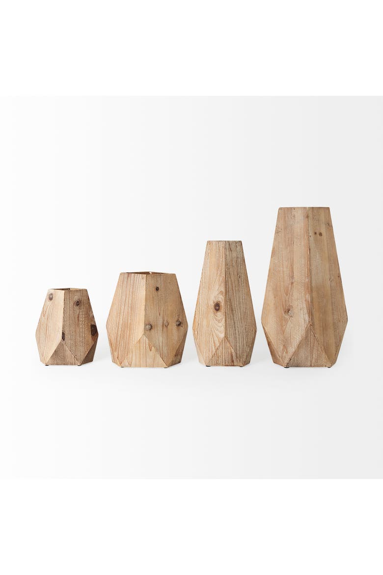Allen Natural Wooden Base Oval Vase, Alternate, color, Natural