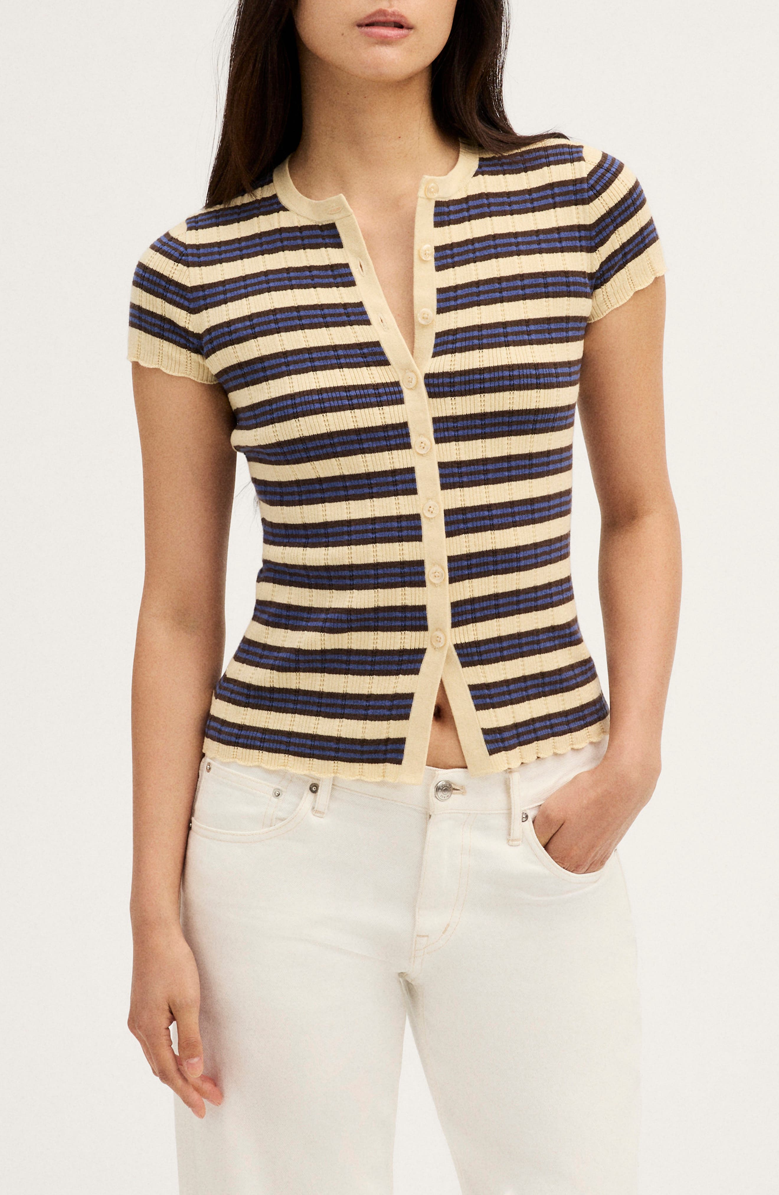 selected PALE CHAMOIS MULTI STRIPE