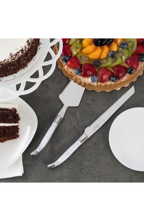 French Home 2-piece Faux Pearl Cake Knife & Server Set In Pearl White