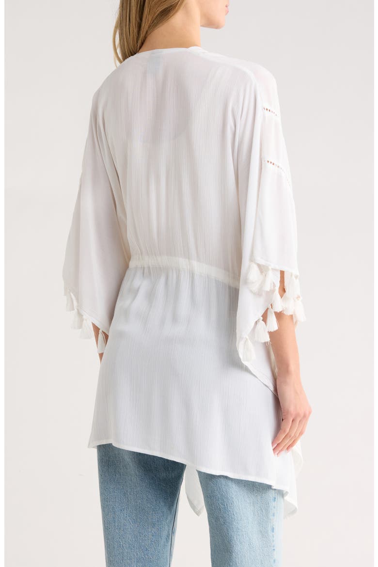 Cinch Waist Tassel Trim Topper, Alternate, color, BRIGHT WHITE