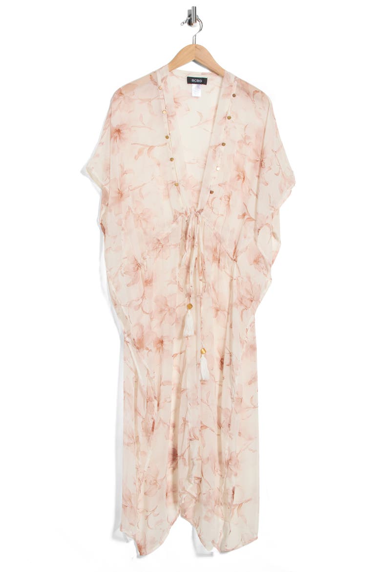 French Sky Floral Print Duster, Alternate, color, SAND