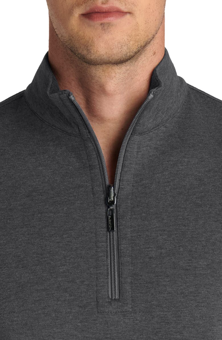 Bugatchi Reversible Quarter Zip Cotton Blend Pullover, Alternate, color, Cement