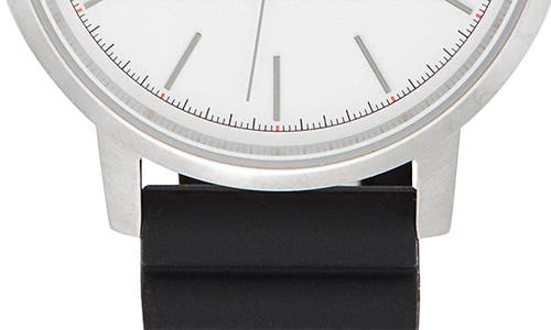 Fossil Minimalist Three Hand Quartz Silicone Strap Watch, 44mm In Silver
