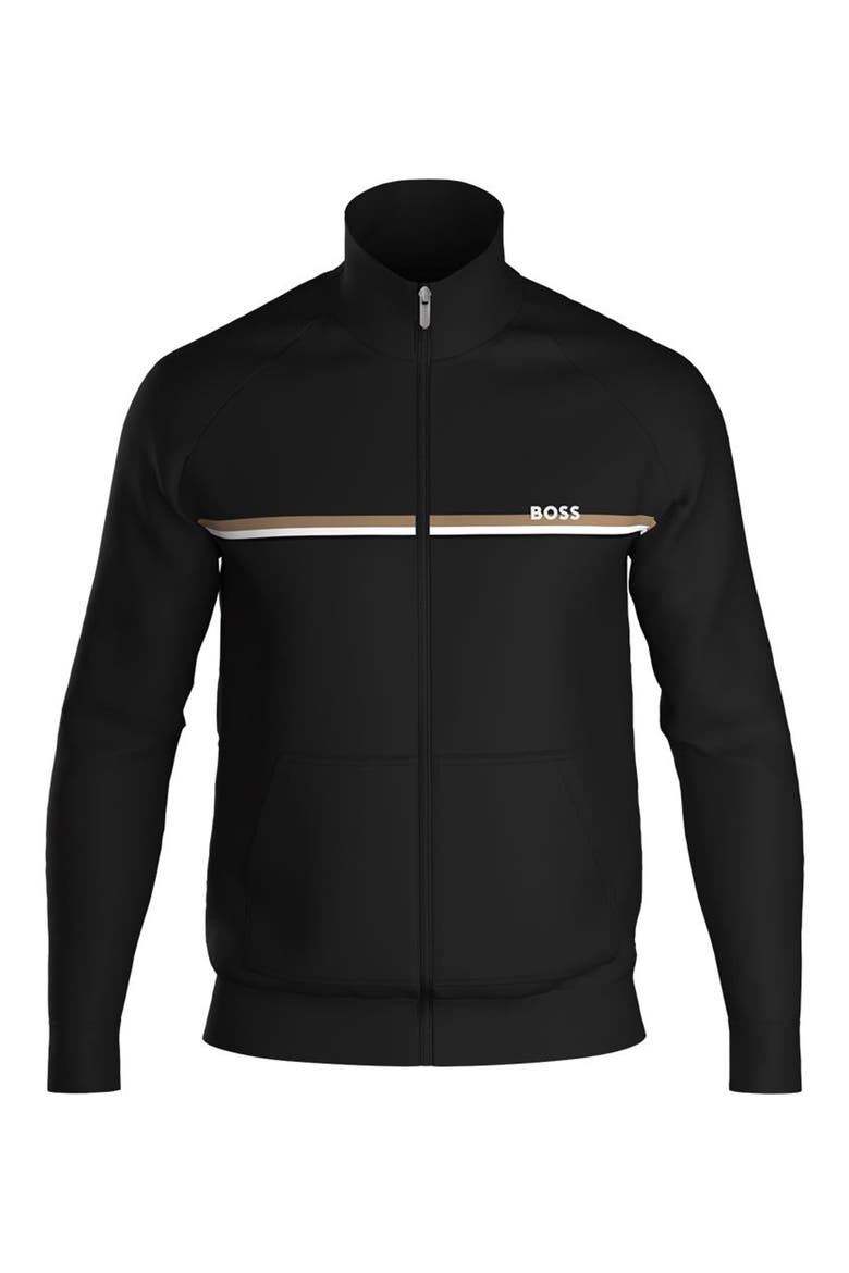 Authentic Chest Stripe Cotton Track Jacket, Main, color, BLACK
