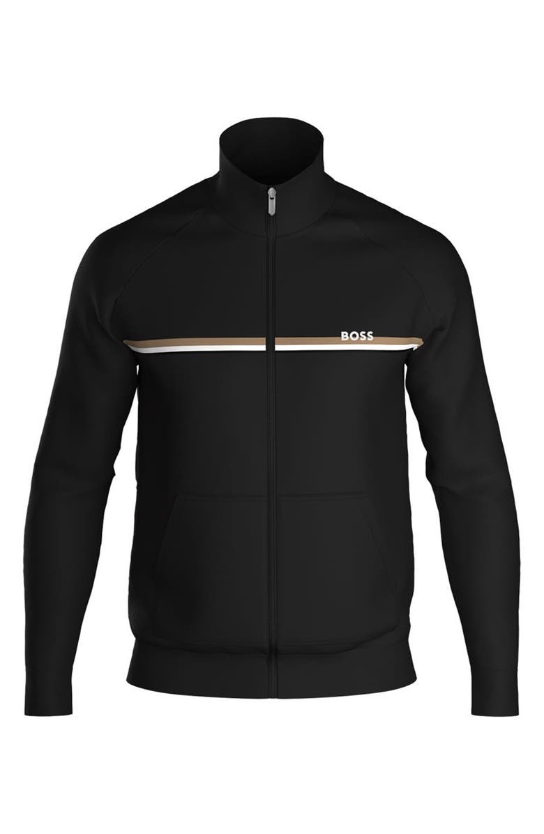 BOSS Authentic Chest Stripe Cotton Track Jacket, Main, color, Black