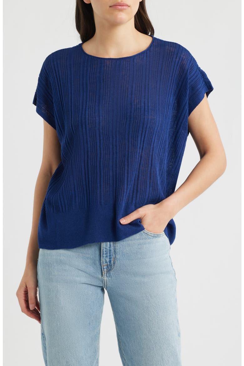 Variegated Rib Organic Cotton & Organic Linen Sweater, Main, color, DEEP DIVE