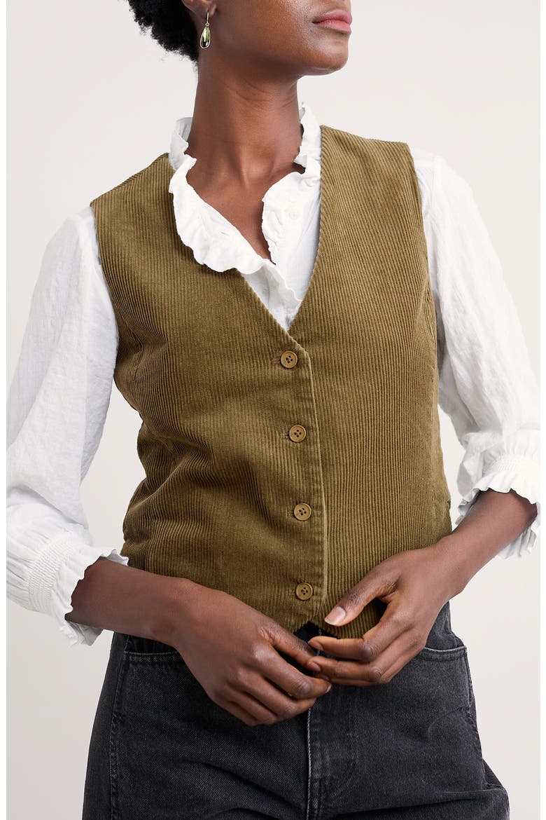 Pinpoint Organic Cotton Corduroy Vest, Main, color, BRIGHT OLIVE