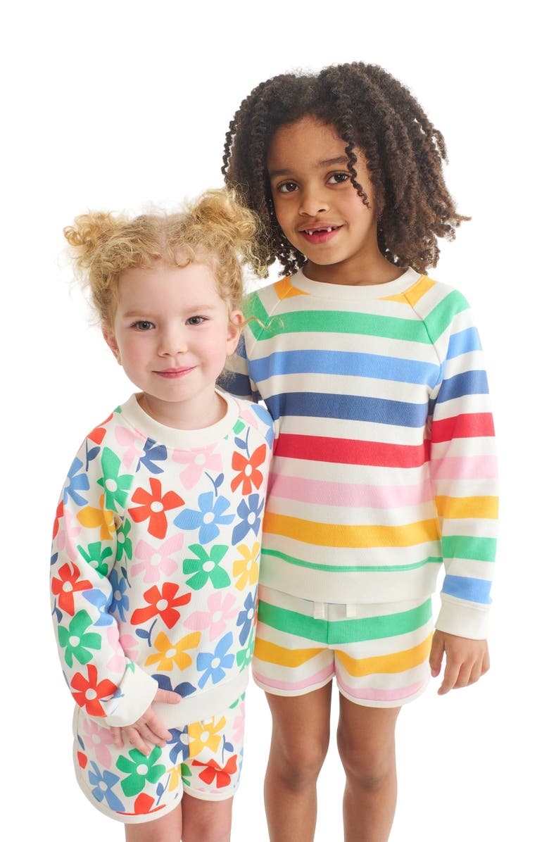 Primary Kids Sweatshirt, Alternate, color, Ivory Rainbow Spring Blooms