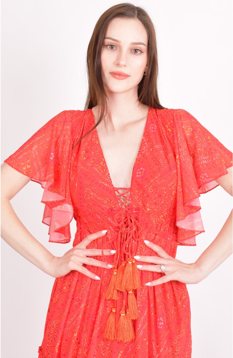 RAAS Lanna Tiered Maxi Dress, Alternate, color, Red