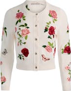 Alice + Olivia Dollie Embroidered Cotton & Linen Blend Cardigan