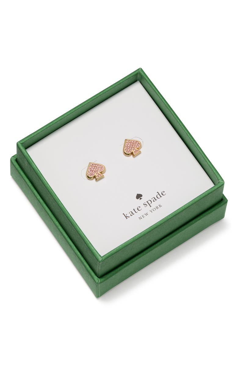 Kate Spade New York pavé crystal spade stud earrings, Alternate, color, Pink.