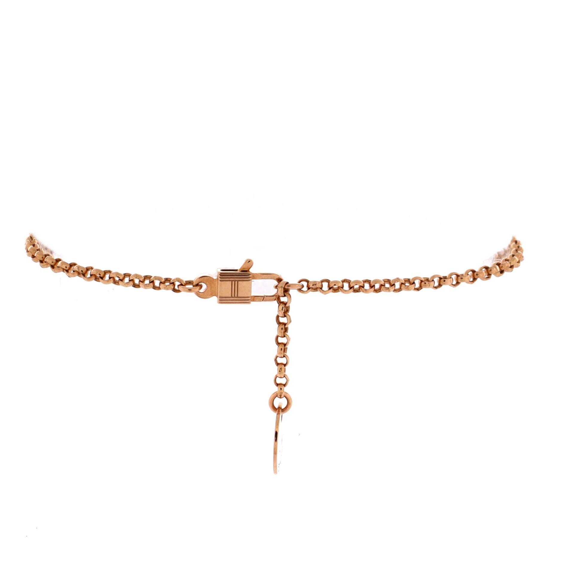 Pre-Owned Hermes Kelly Clochette Chain Bracelet 18K Rose Gold with Pave Diamonds Small, Alternate, color, Rose Gold