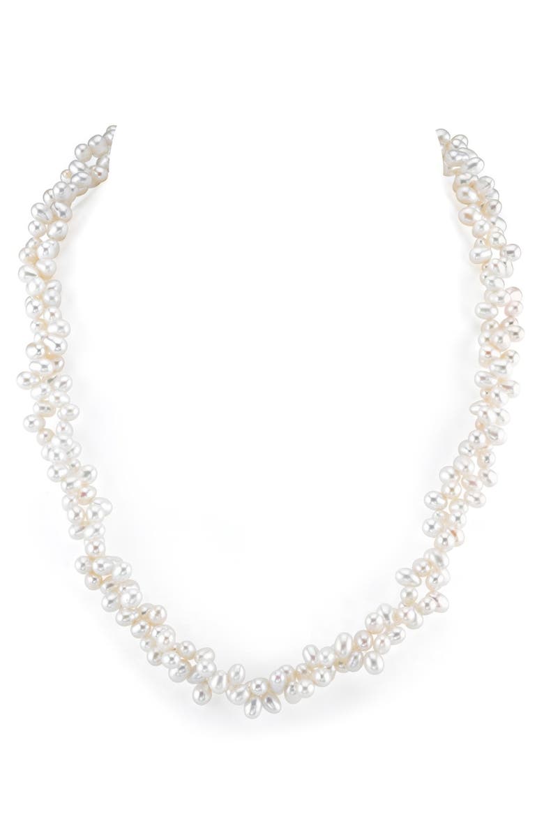 4-5mm Double Twisted White Freshwater Double Pearl Necklace, Main, color, White Pearl
