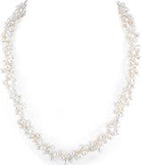 The Pearl Source 4-5mm Double Twisted White Freshwater Double Pearl Necklace