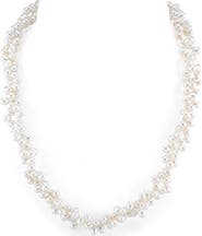 The Pearl Source 4-5mm Double Twisted White Freshwater Double Pearl Necklace