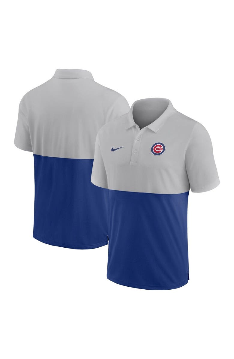 Nike Men's Nike Silver/Royal Chicago Cubs Team Baseline Striped Performance Polo, Main, color, 