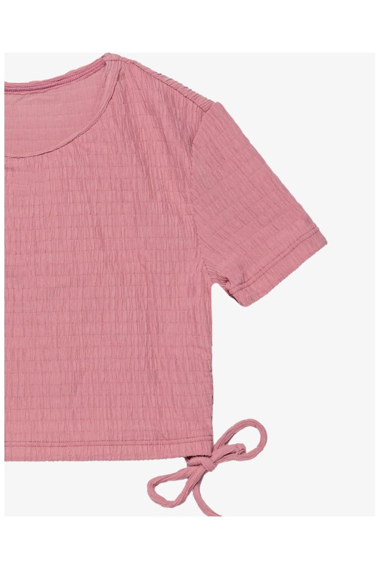 Neapolitan Textured Short Sleeve Side Tie Swim Set, Alternate, color, Pink