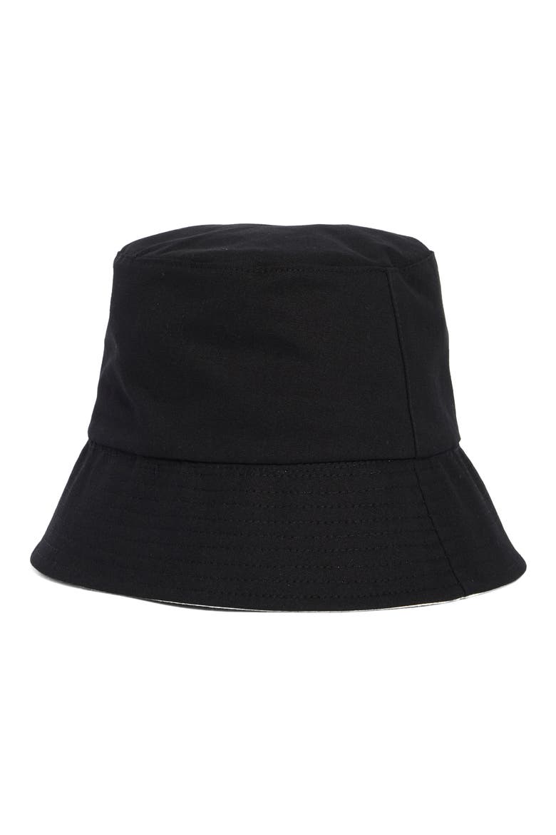 Cotton Canvas Bucket Hat, Alternate, color, BLACK/ WHITE