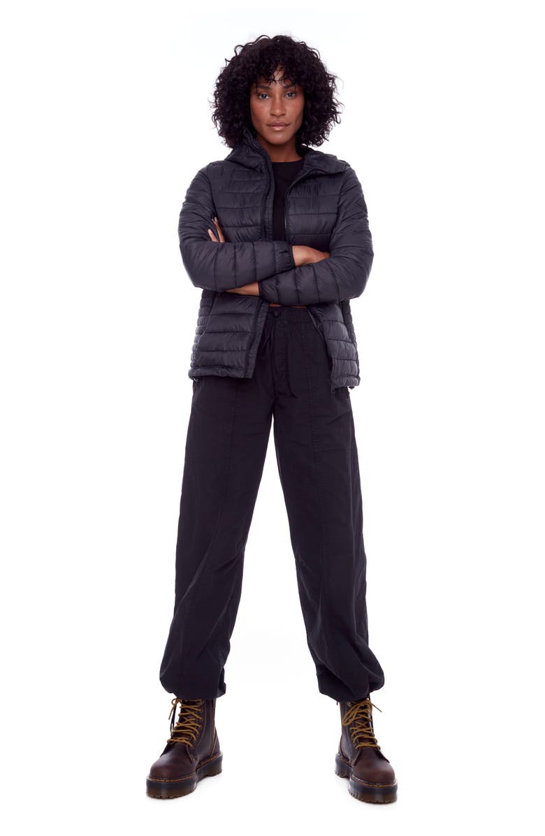 Alpine North YOHO LADIES - Vegan Down Lightweight Packable Puffer Jacket & Bag, Alternate, color, Black