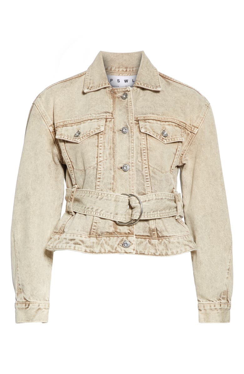 Proenza Schouler White Label Belted Crop Denim Jacket, Alternate, color, 