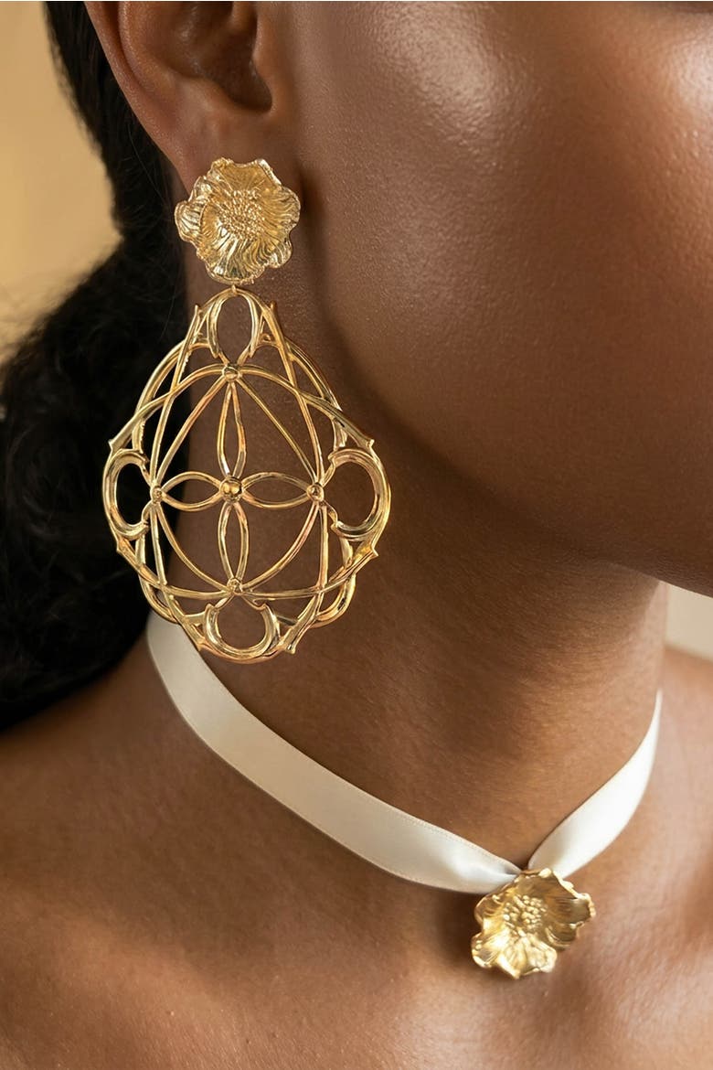 Astra Statement Earrings Gold, Alternate, color, Gold