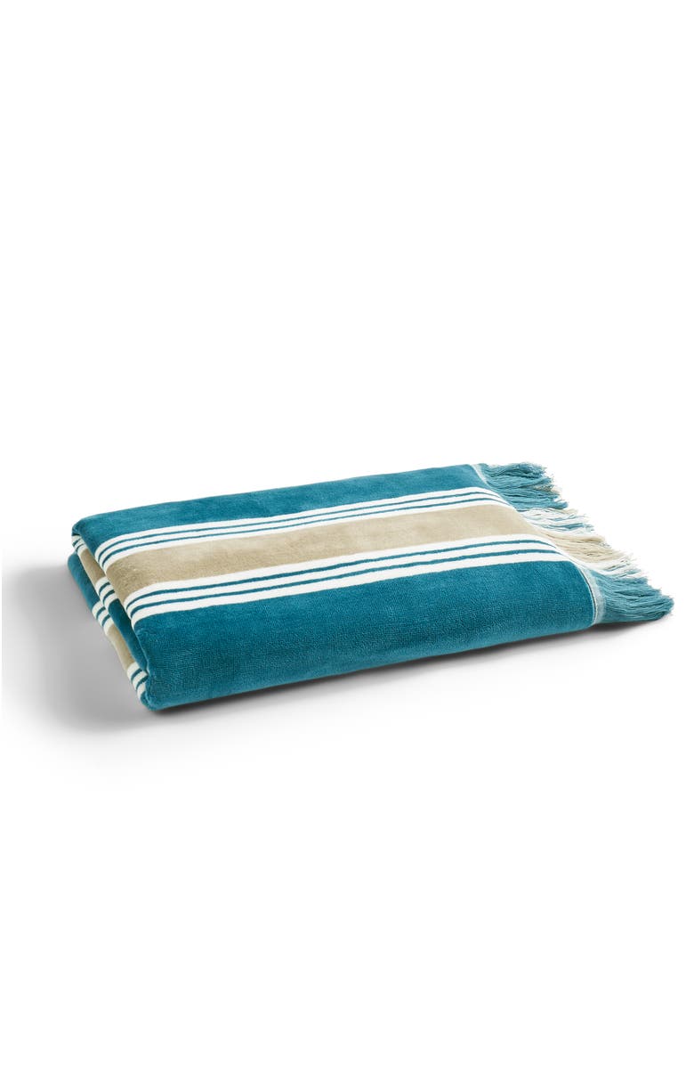 CHRISTY College Stripe Hammam Inspired Beach Towels, Main, color, Lagoon