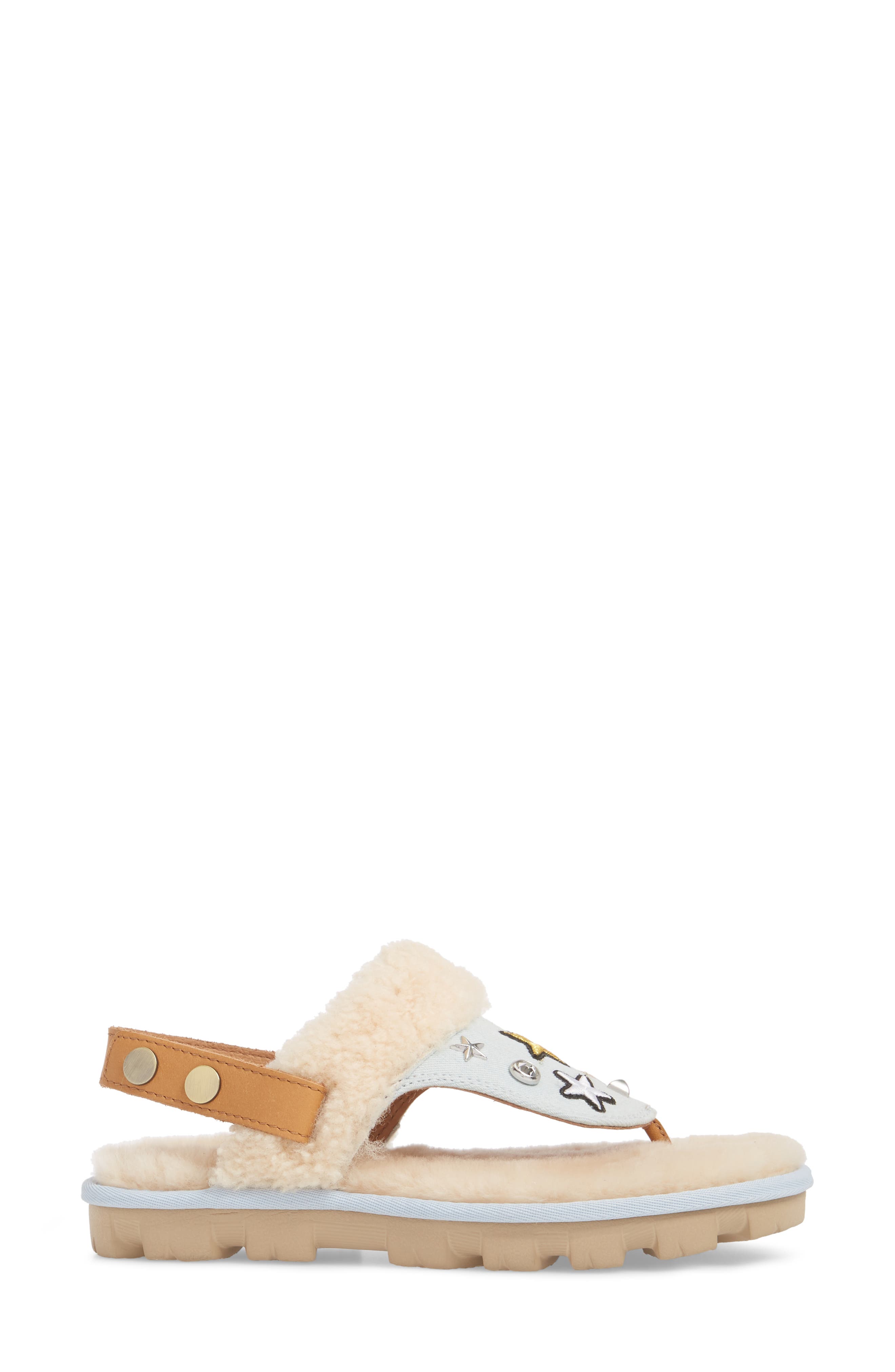 UGG<sup>®</sup> Patch It Slingback Sandal with Genuine Shearling Trim, Alternate, color, 