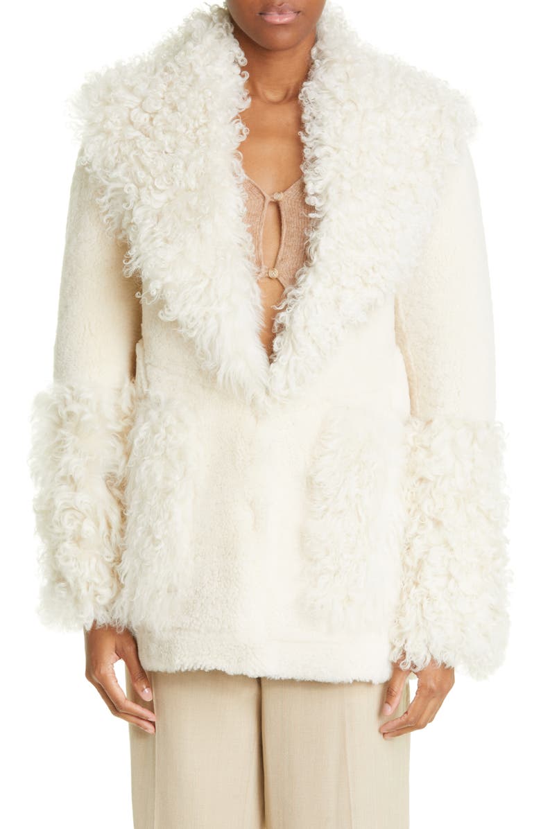 Jacquemus La Veste Piobbu Genuine Shearling Coat, Main, color,